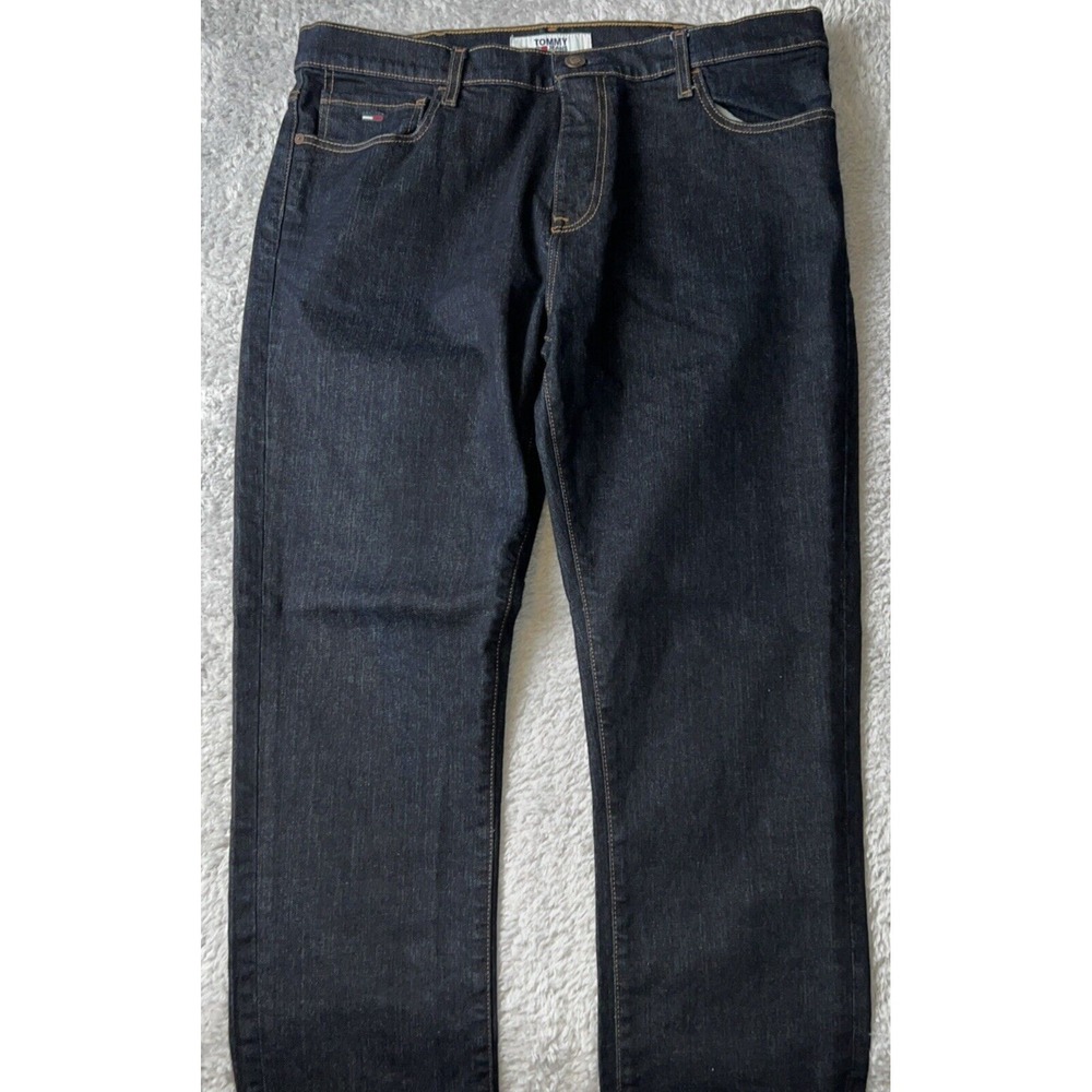 Mens Jeans 38 Slim Etroite Delgado Blue Denim Cotton Wash Classic Tommy Hilfiger